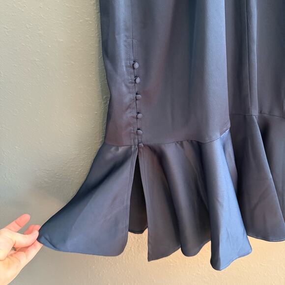 Lulus Alston Navy Blue Satin Midi Dress Size S - Picture 11 of 12